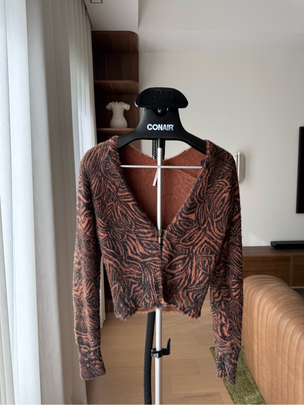 Free People Animal Print Cardigan in Brown & Black Size Small